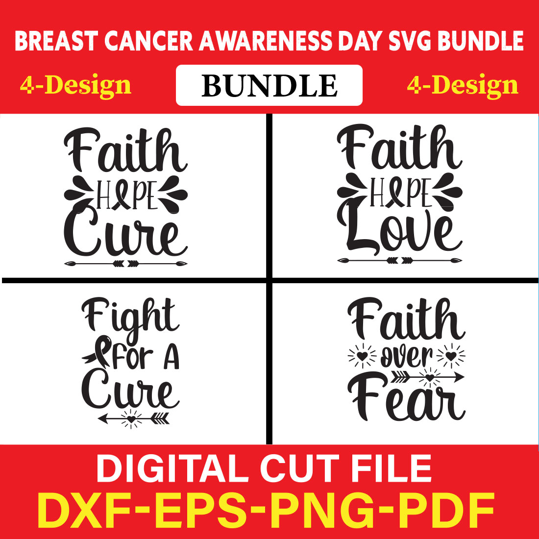 Breast Cancer Awareness T-shirt Design Bundle Vol-7 cover image.