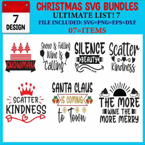 Ultimate List! Christmas SVG 07 T-shirt Design Bundle cover image.