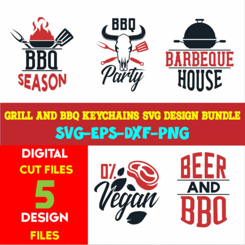 Grill and BBQ Keychains T-shirt Design Bundle volume -01 cover image.