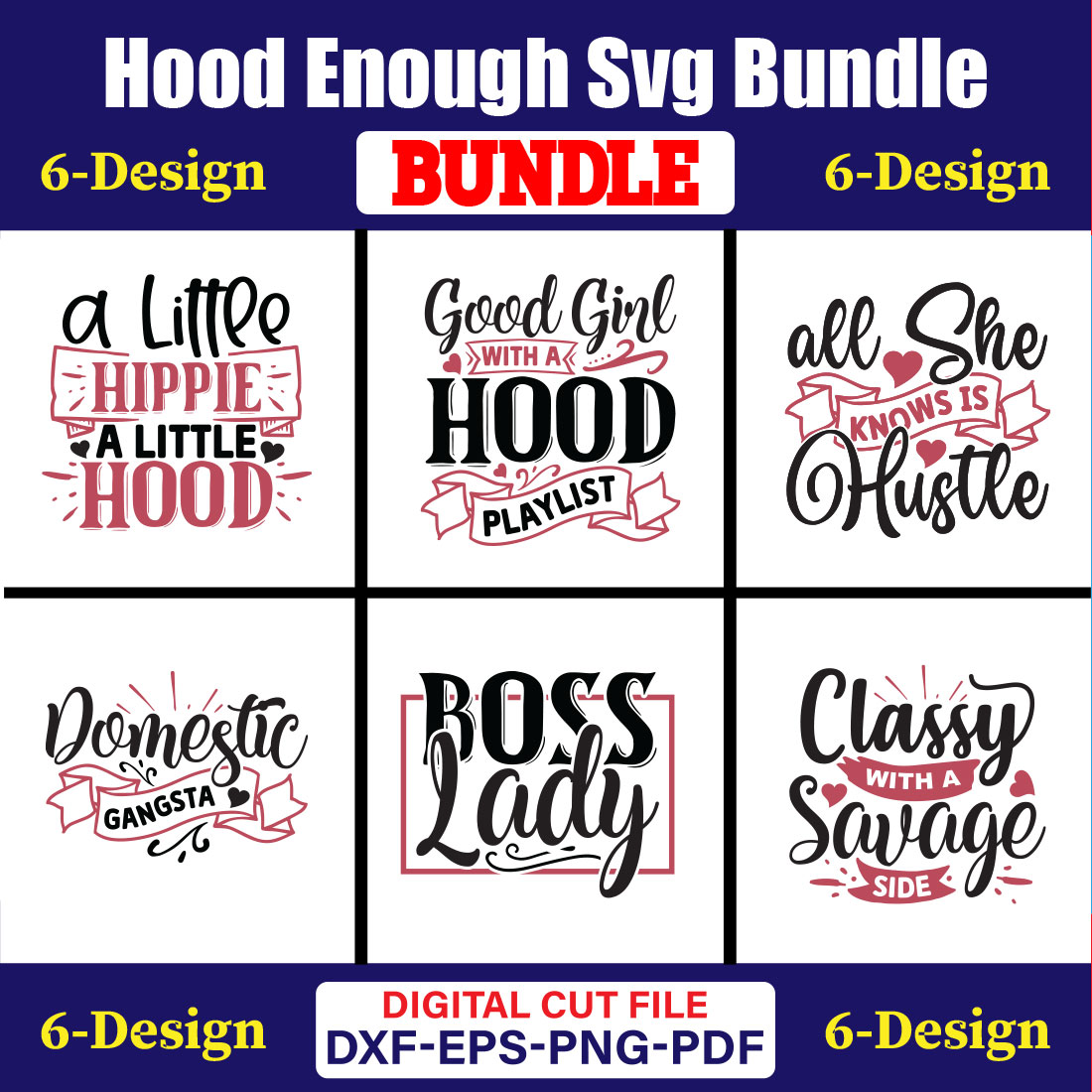 Hood Enough SVG T-shirt Design Bundle Vol-01 cover image.