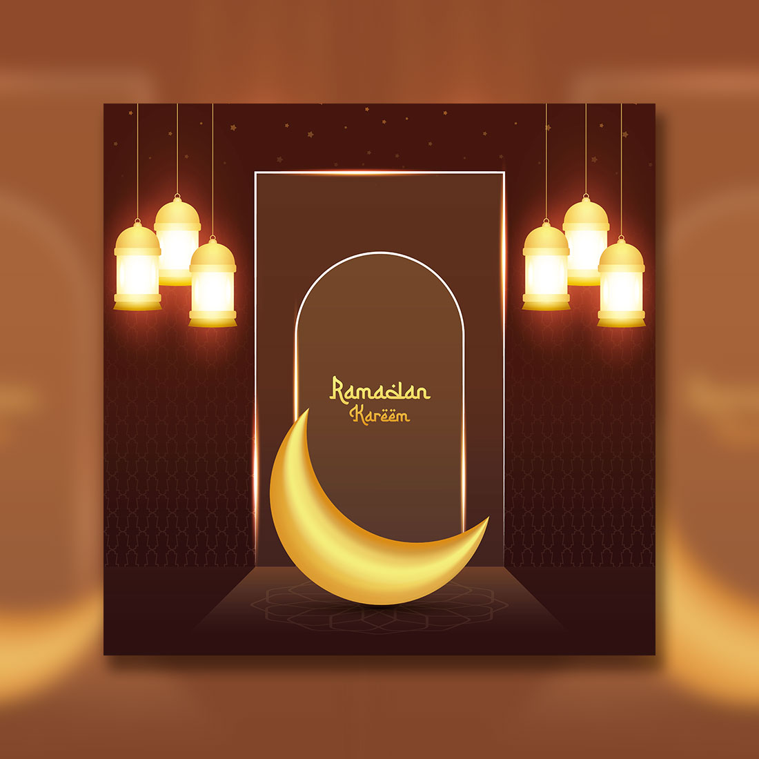 Ramadan Kareem greeting card with Islamic background cover image.