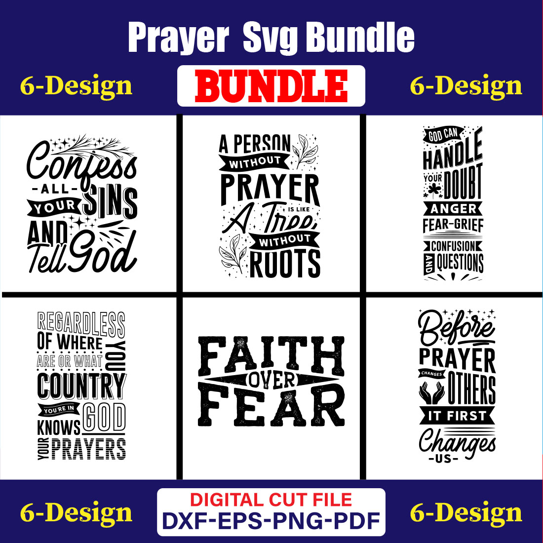 Prayer SVG T-shirt Design Bundle Vol-01 cover image.