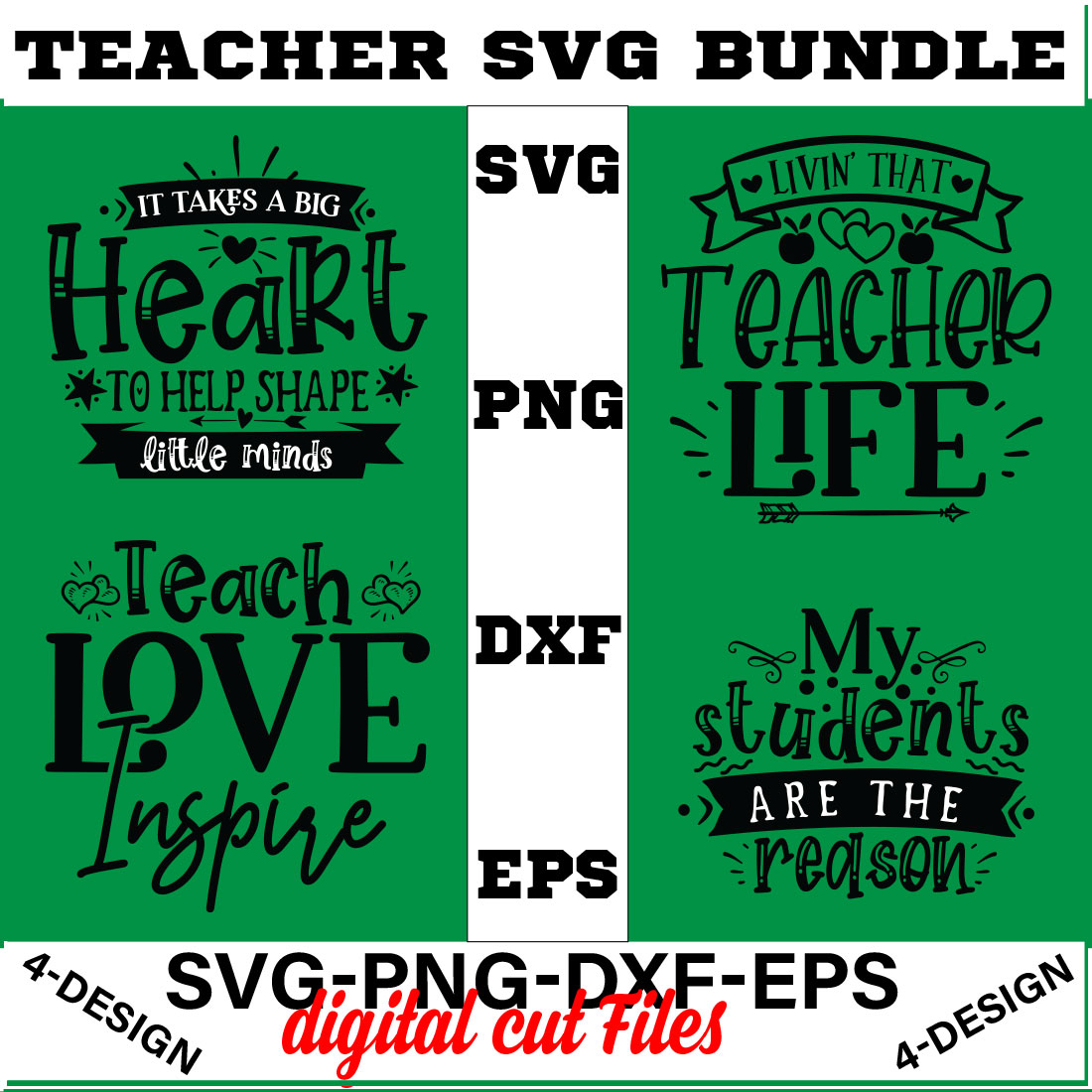 Teacher SVG T-shirt Design Bundle Volume-01 cover image.