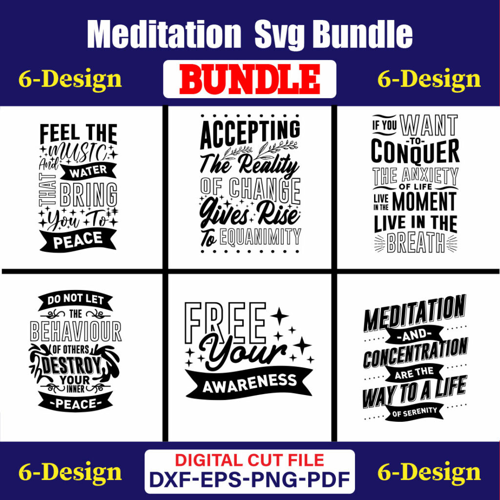 Meditation SVG T-shirt Design Bundle Vol-01 - MasterBundles