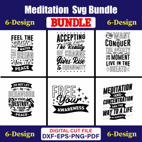 Meditation SVG T-shirt Design Bundle Vol-01 cover image.