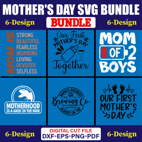 Mother's Day SVG T-shirt Design Bundle Vol-45 cover image.