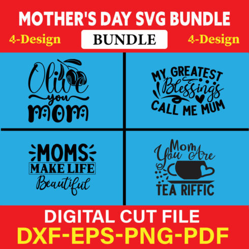 Mother's Day SVG T-shirt Design Bundle Vol-51 cover image.