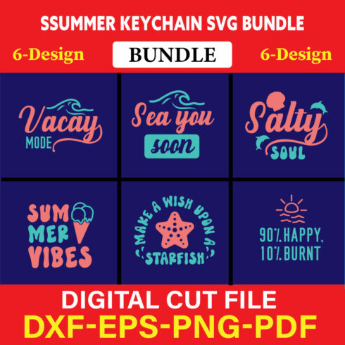 Summer Keychain T-shirt Design Bundle Vol-1 cover image.