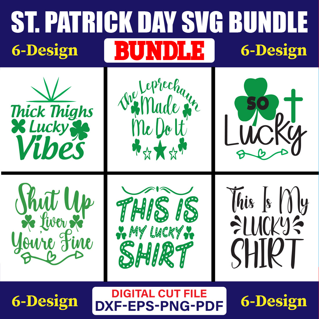 St Patrick Day SVG T-shirt Design Bundle Vol-24 cover image.