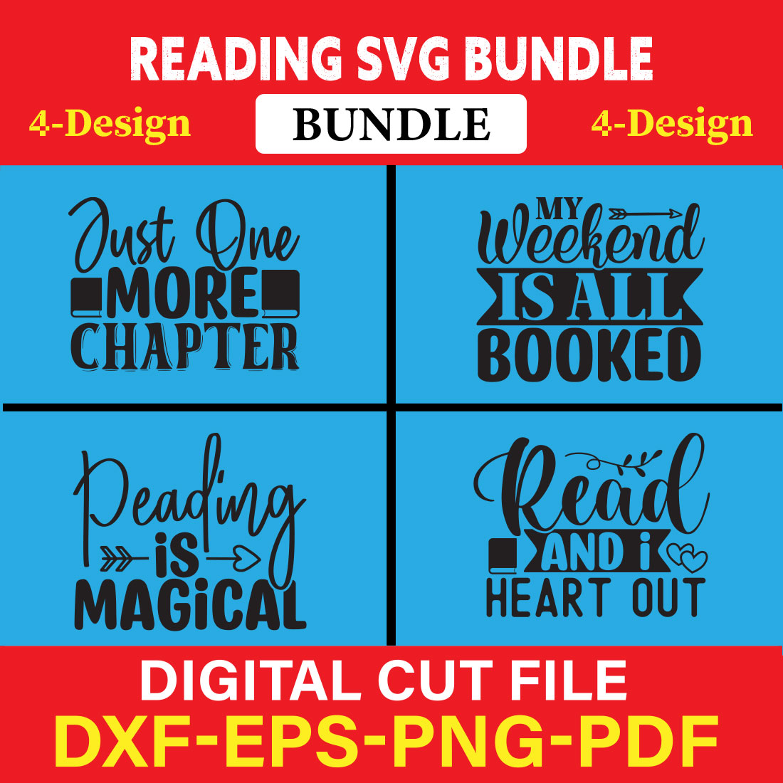 Reading SVG T-shirt Design Bundle Vol-3 cover image.