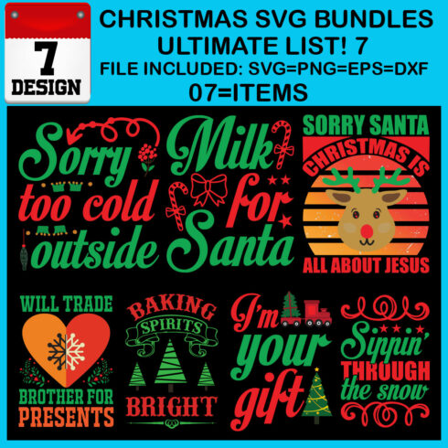 Free Ultimate List! 7 Christmas SVG Bundles cover image.