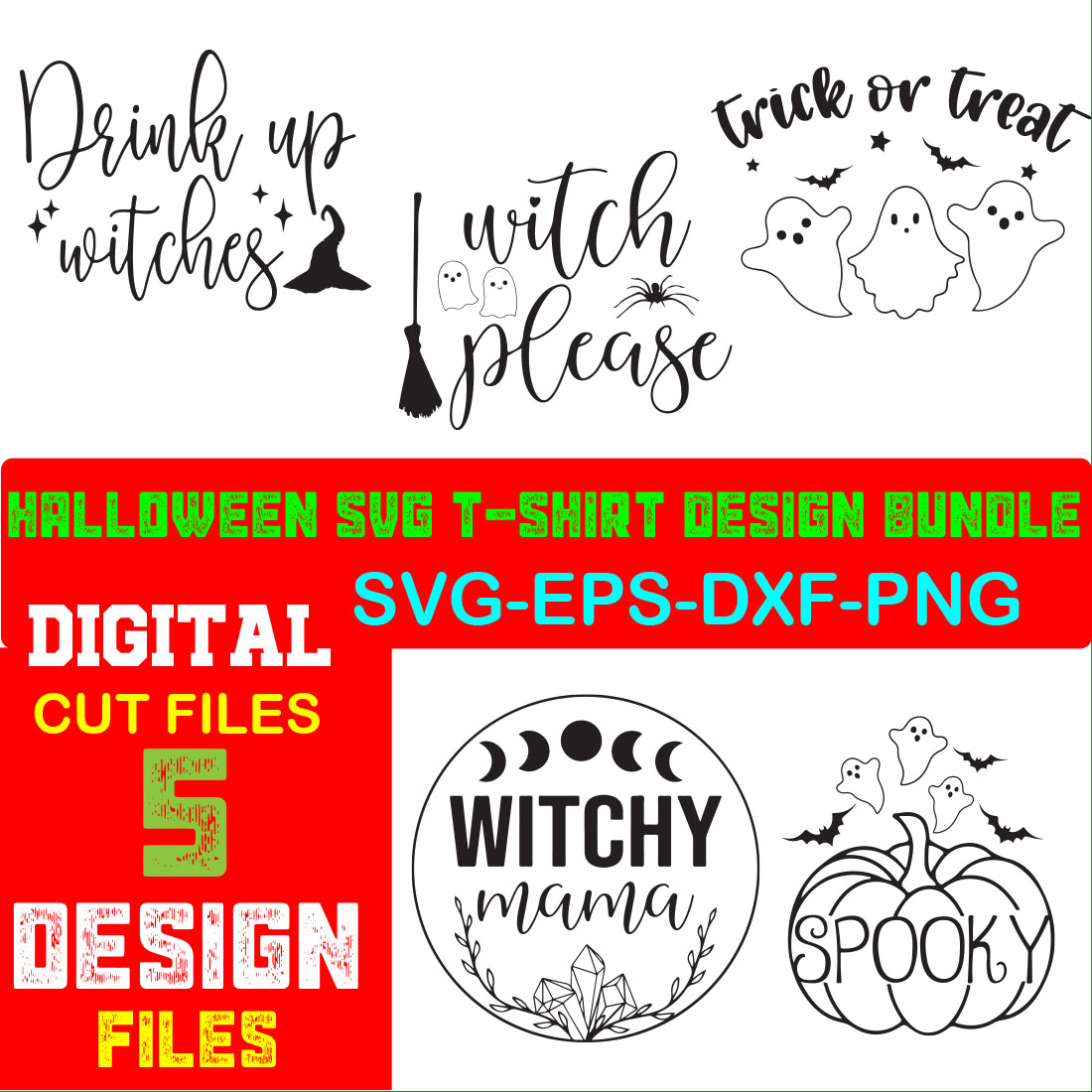 Halloween Svg T-shirt Design Bundle cover image.