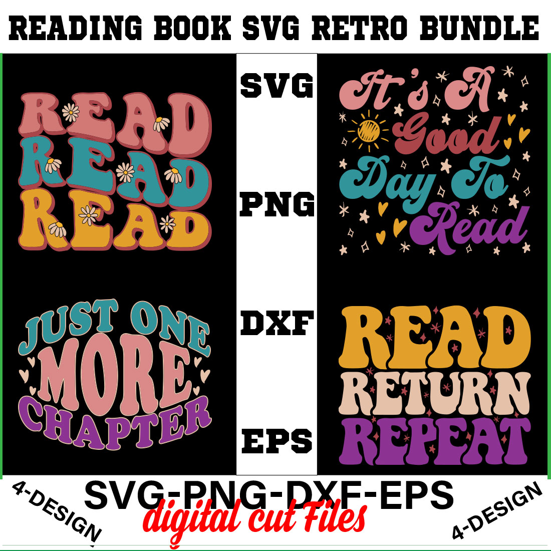 Reading Book SVG Retro Bundle Vol-02 cover image.