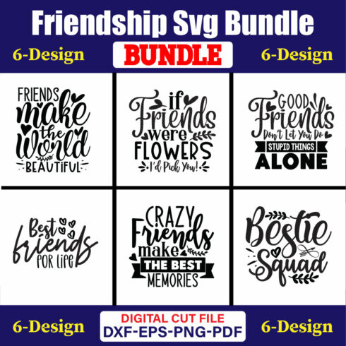 Friendship SVG T-shirt Design Bundle Vol-01 cover image.