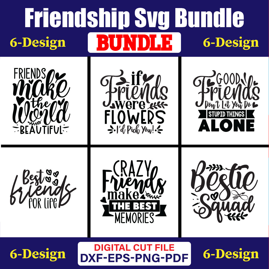 Friendship SVG T-shirt Design Bundle Vol-01 cover image.