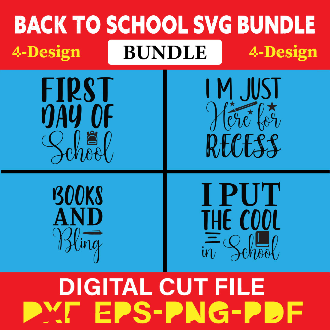 Back To School T-shirt Design Bundle Vol-9 cover image.