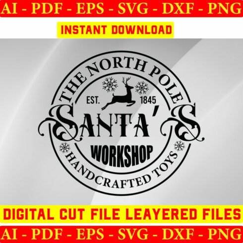 The North Pole Est 1845 Santas Workshop Handcrafted Toys cover image.