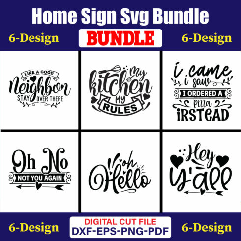 Home Sign SVG T-shirt Design Bundle Vol-02 cover image.