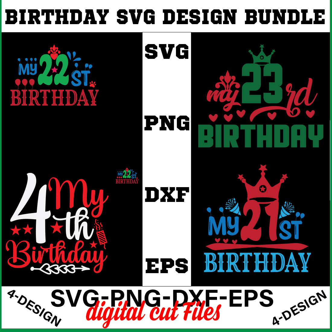 birthday svg design bundle Happy birthday svg bundle hand lettered birthday svg birthday party svg Volume-22 cover image.