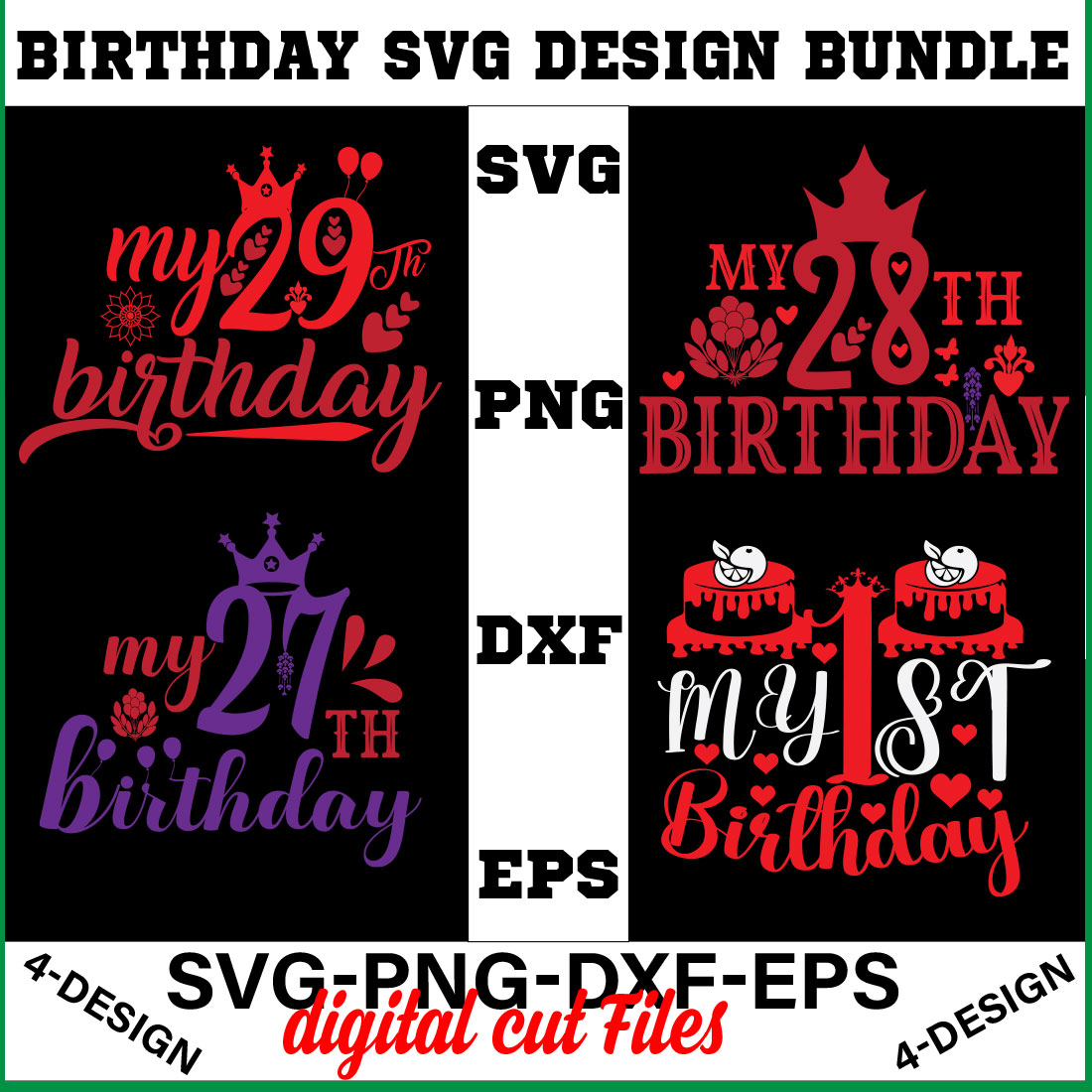 birthday svg design bundle Happy birthday svg bundle hand lettered birthday svg birthday party svg Volume-24 cover image.