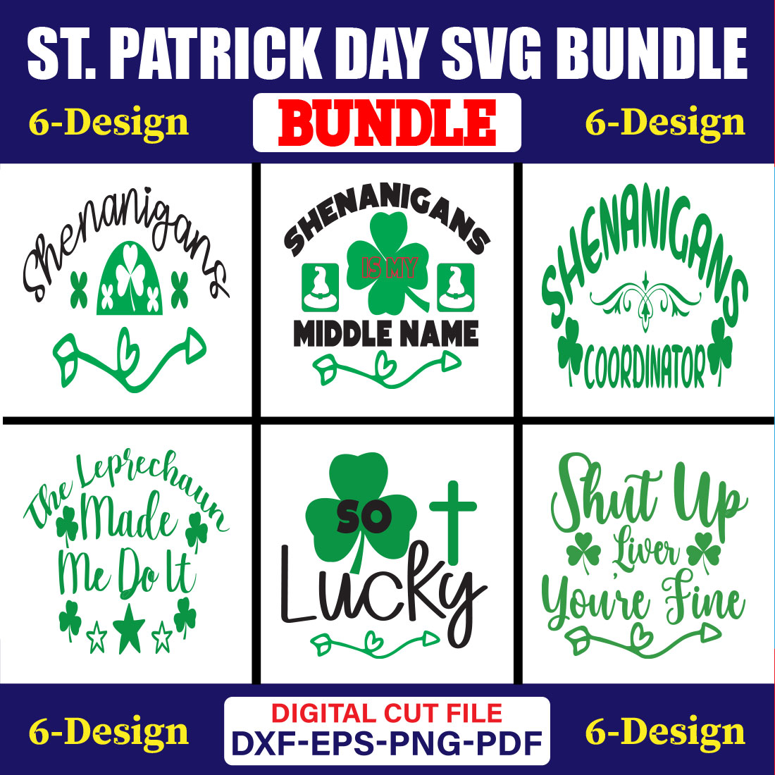 St Patrick Day SVG T-shirt Design Bundle Vol-31 cover image.