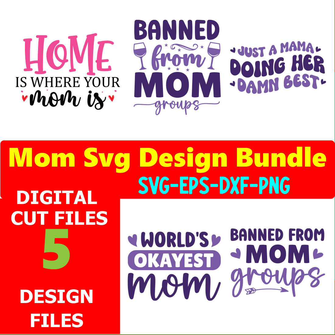 Mom SVG T-shirt Design Bundle Volume-07 cover image.