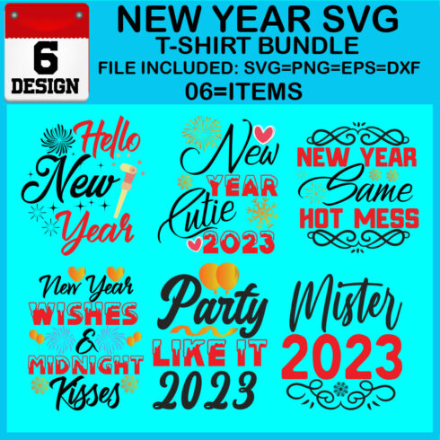 New Year 6 SVG T-shirt Bundle cover image.