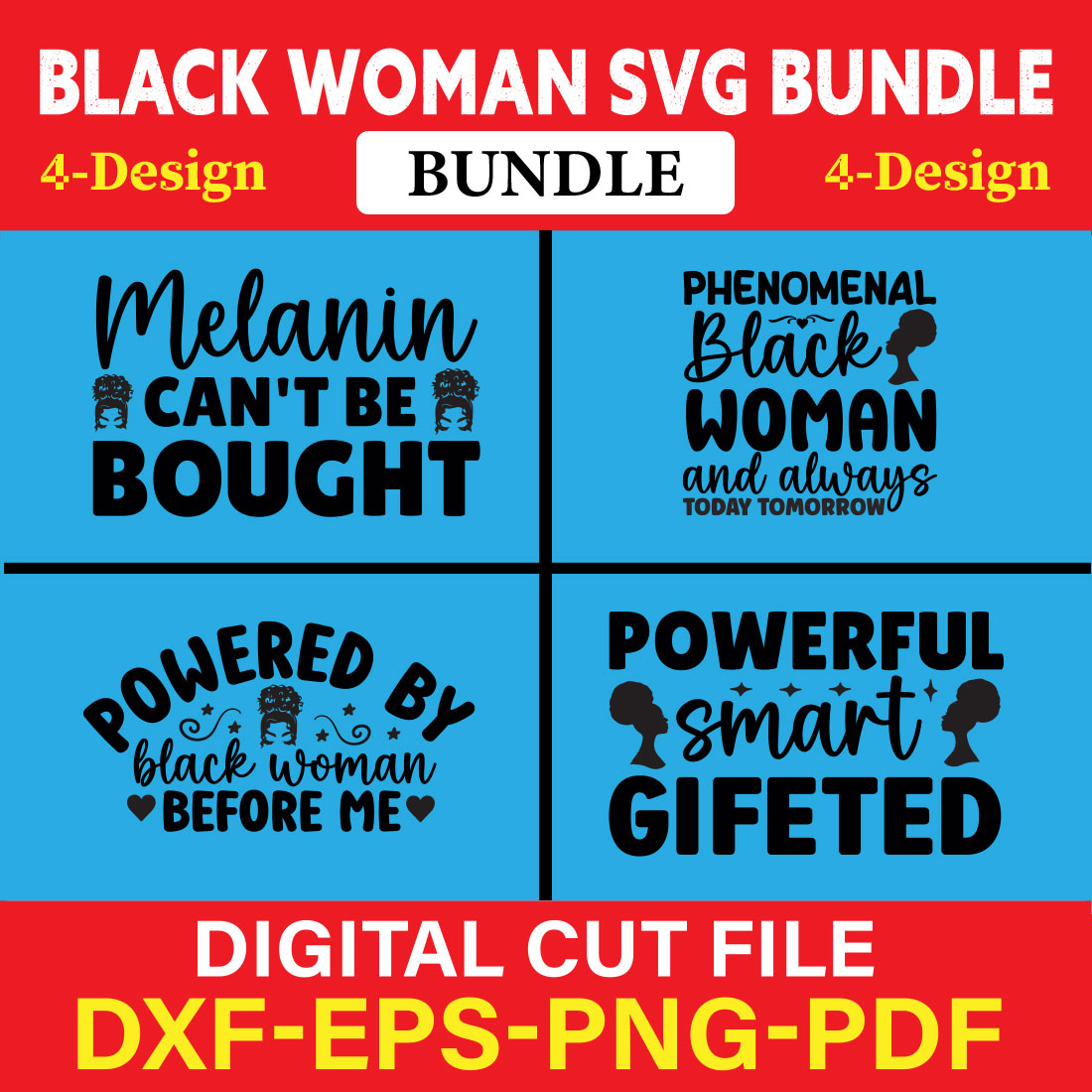 Black Woman T-shirt Design Bundle Vol-5 cover image.