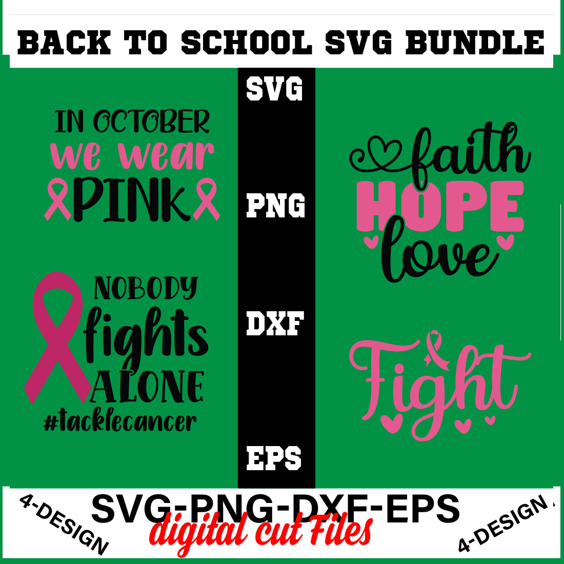 Breast Cancer Svg T-shirt Design Bundle Volume-03 cover image.