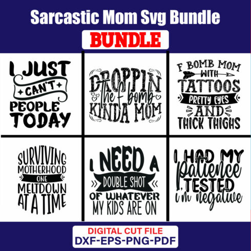 Sarcastic Mom SVG T-shirt Design Bundle Vol-02 cover image.