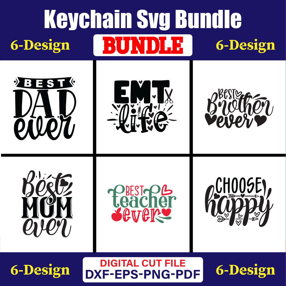 Keychain T-shirt Design Bundle Vol-01 cover image.