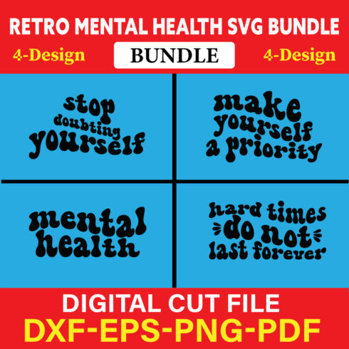 Retro Mental Health T-shirt Design Bundle Vol-1 cover image.