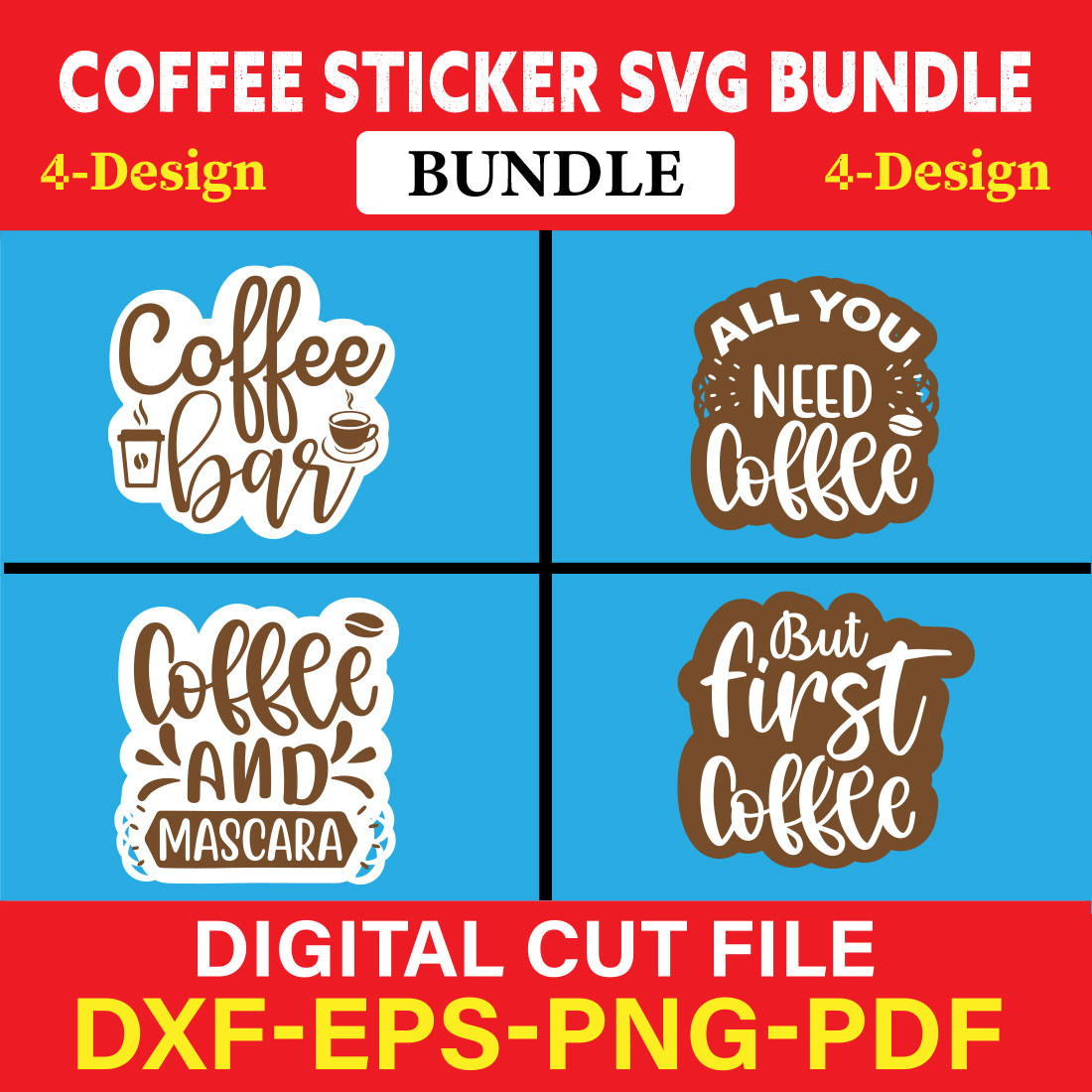 Coffee Sticker T-shirt Design Bundle Vol-1 cover image.