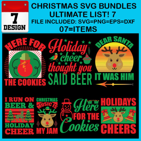 Free Ultimate List! 7 Christmas SVG Bundles cover image.