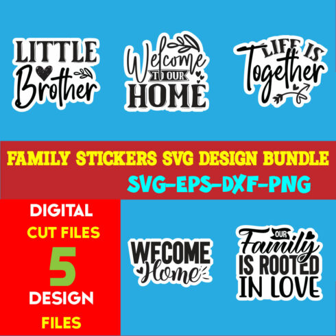 Family Stickers T-shirt Design Bundle Volume-03 cover image.