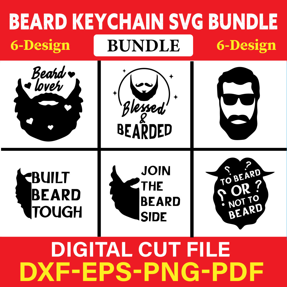 Beard Keychain T-shirt Design Bundle Vol-1 cover image.