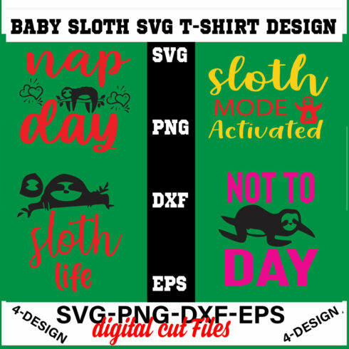 baby sloth SVG t-shirt design bundle sloth quotes svg, svg for cricut, cute sloth svg, Volume-03 cover image.