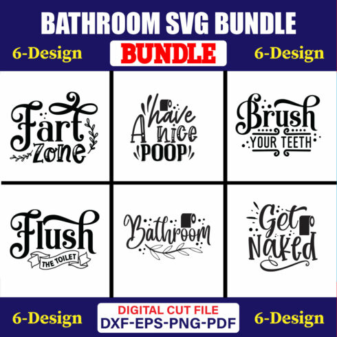 Bathroom SVG T-shirt Design Bundle Vol-01 cover image.