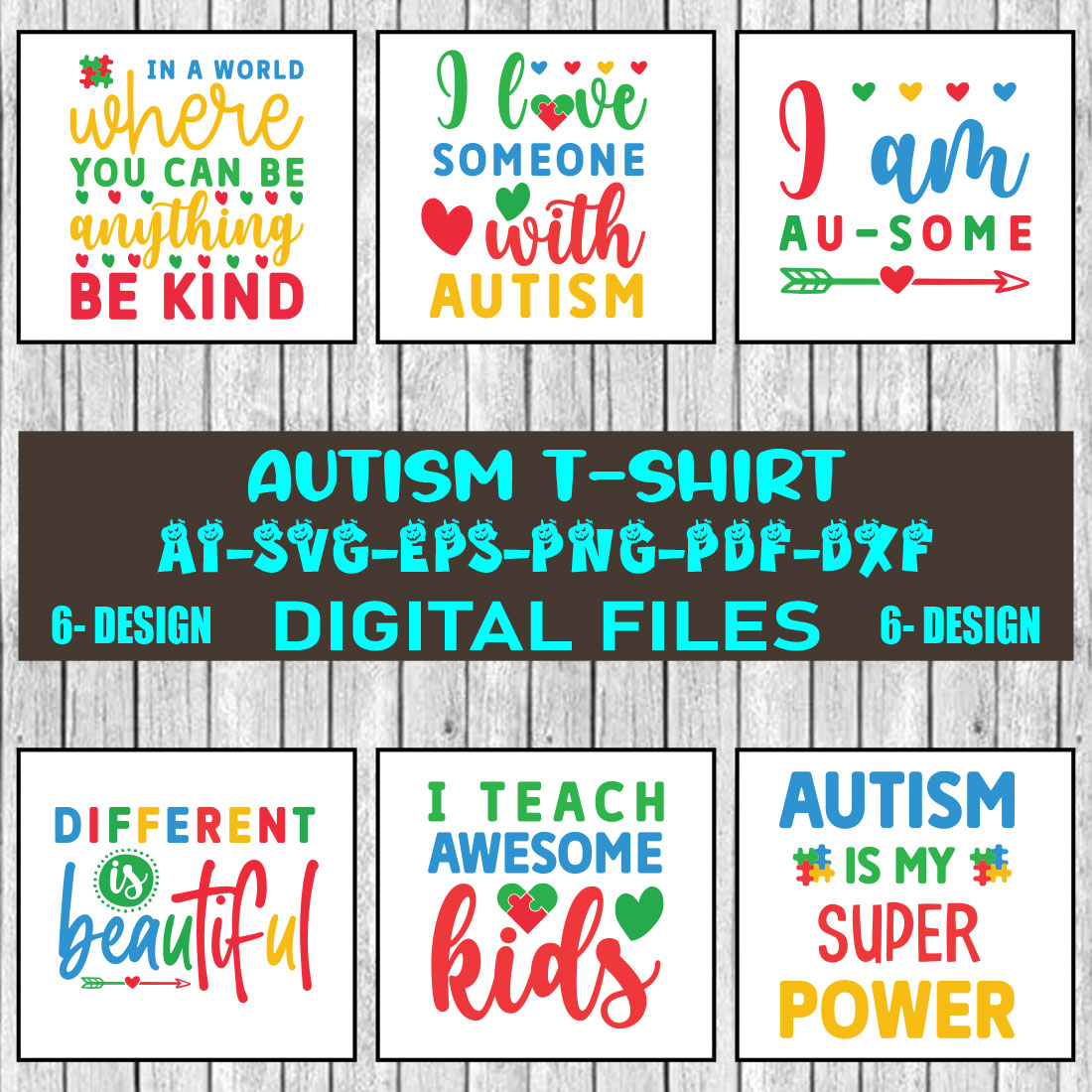 Autism T-shirt Design Bundle Vol-1 cover image.