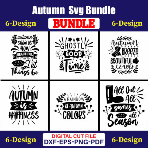 Autumn SVG T-shirt Design Bundle Vol-01 cover image.