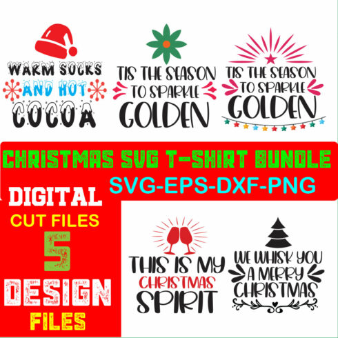 Christmas SVG T-shirt Bundle Volume-01 cover image.