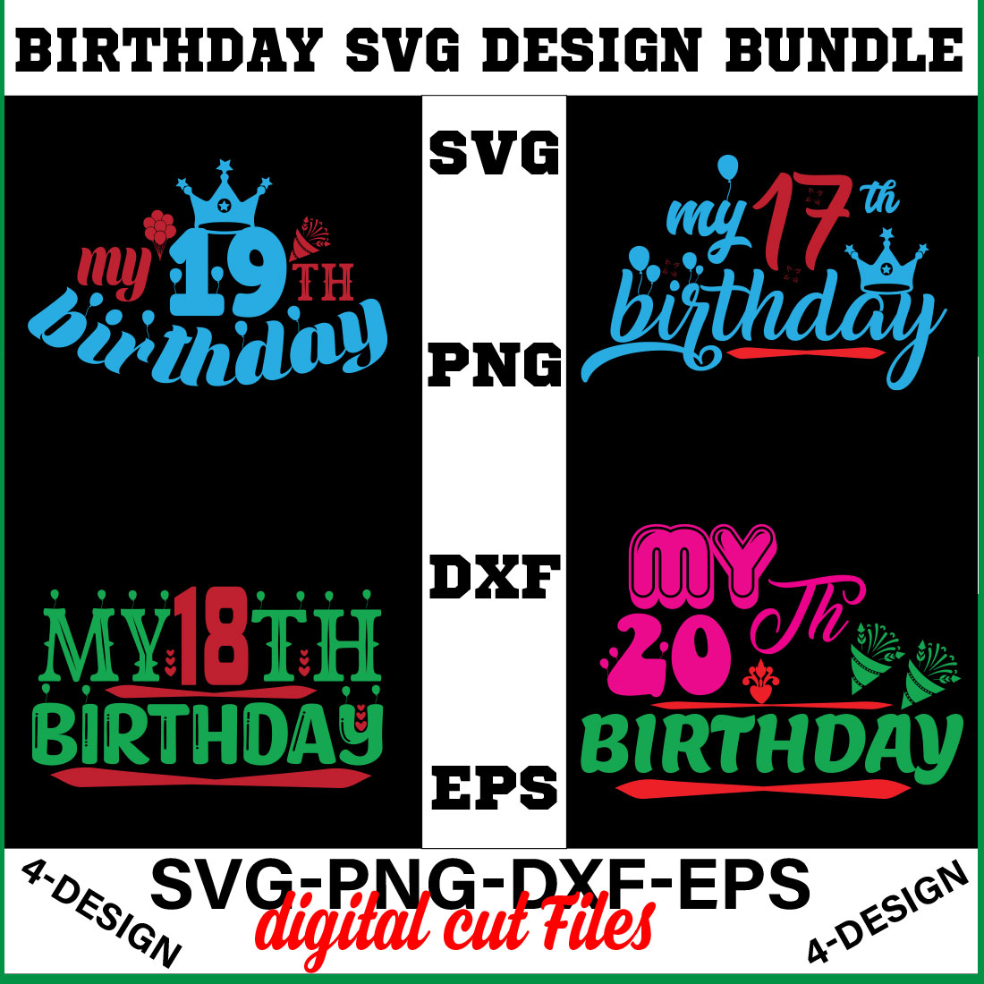birthday svg design bundle Happy birthday svg bundle hand lettered birthday svg birthday party svg Volume-21 cover image.