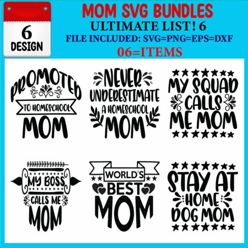 Mom SVG 06 T-shirt Design Bundle cover image.