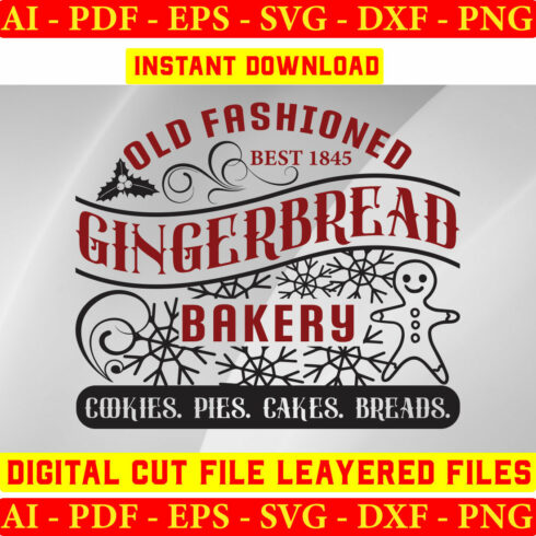 Old Fashioned Best 1845 Gingerbread Bakery Cookies Pies Cakes Breads cover image.