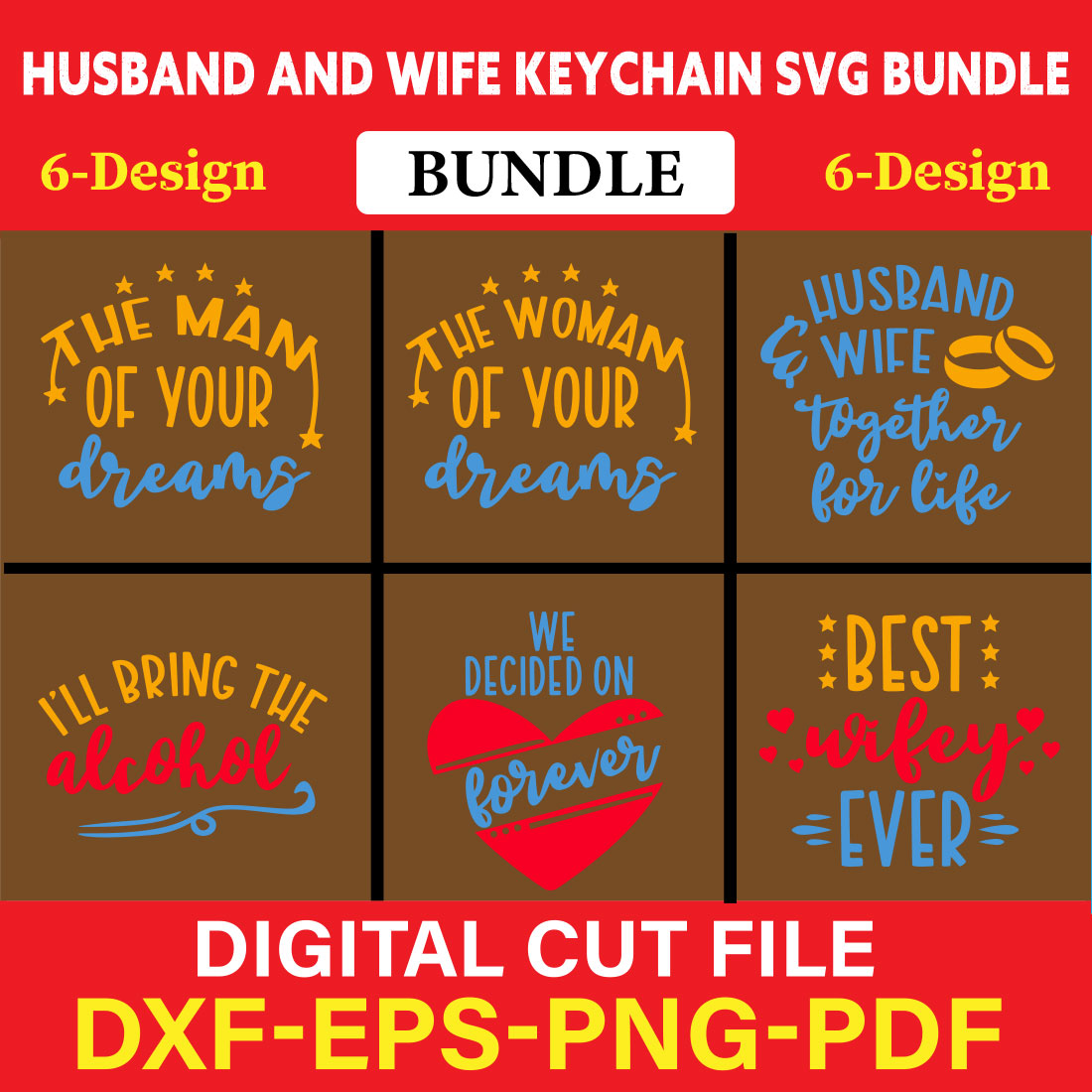 Husband and wife Keychain T-shirt Design Bundle Vol-3 cover image.