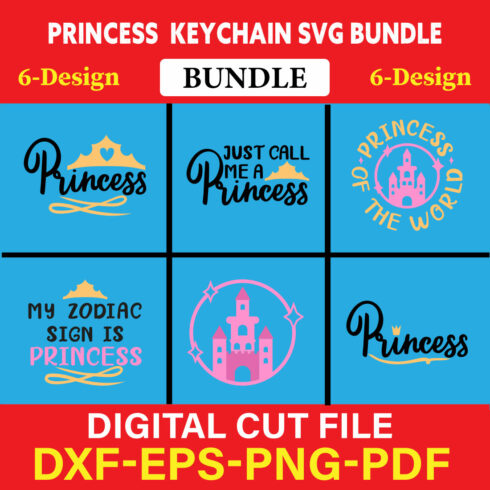 Princess Keychain T-shirt Design Bundle Vol-1 cover image.