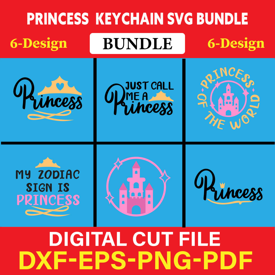 Princess Keychain T-shirt Design Bundle Vol-1 cover image.