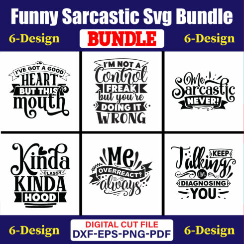 Funny Sarcastic SVG T-shirt Design Bundle Vol-02 cover image.