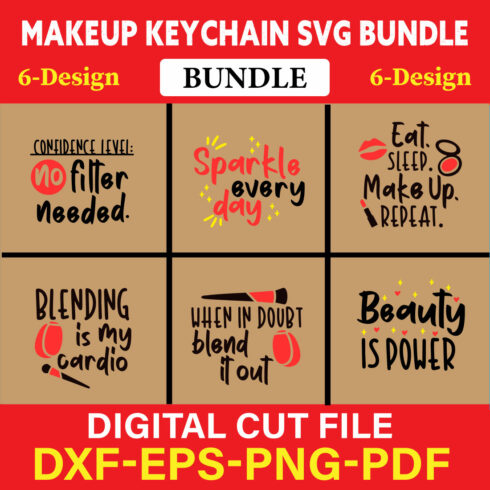 Makeup keychain T-shirt Design Bundle Vol-3 cover image.