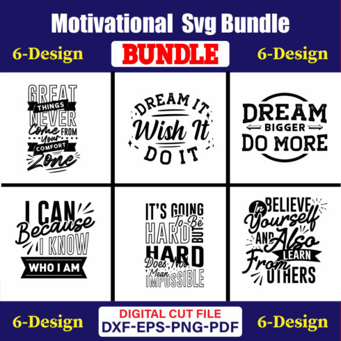 Motivational SVG T-shirt Design Bundle Vol-15 cover image.